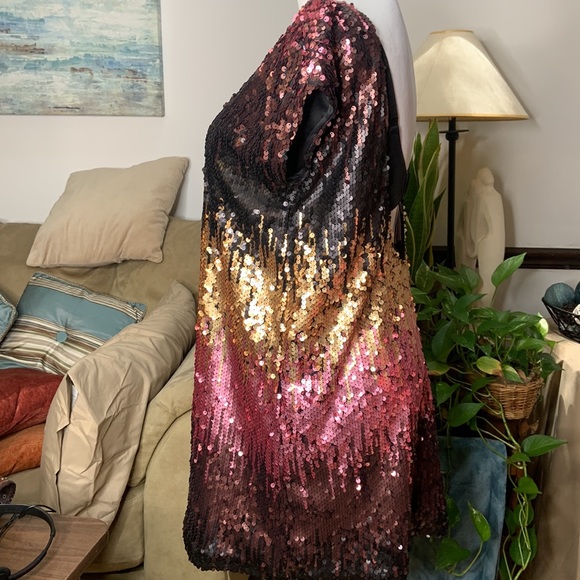 Tobi Sequined Shift Party Dress size M multi colored Night out - Picture 3 of 6